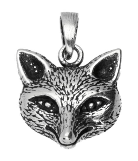 Silver Fox Head Necklace Pendant