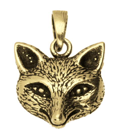 Golden Fox Head Necklace Pendant