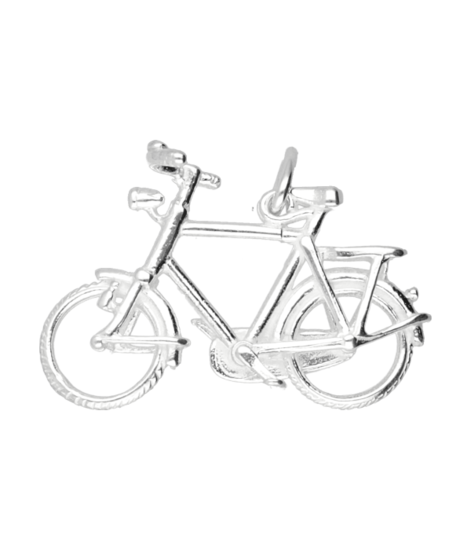 Zilveren Herenfiets ketting hanger