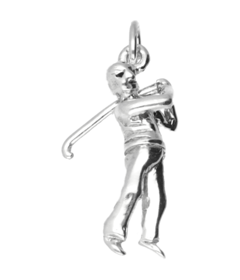 Zilveren Golfspeler ketting hanger