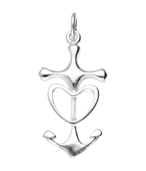Silver Faith Hope Love Necklace Pendant - Large