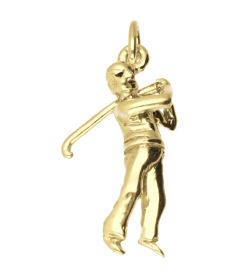 Gouden Golfspeler ketting hanger