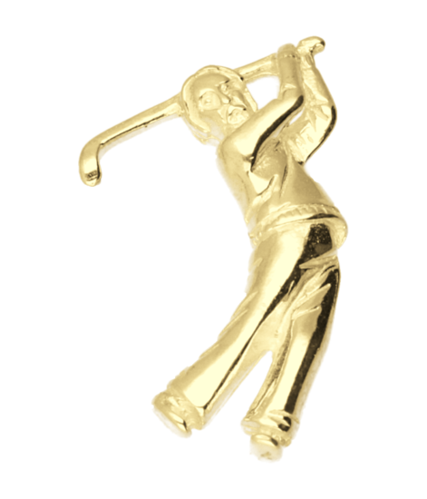 Gouden Golfspeler groot ketting hanger