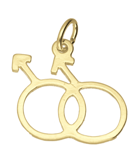 Gouden Man-Man teken ketting hanger