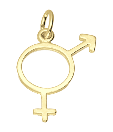Gouden Man-Vrouw teken ketting hanger