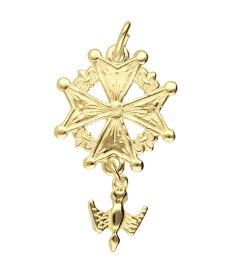 Golden Huguenot Cross Large Necklace Pendant