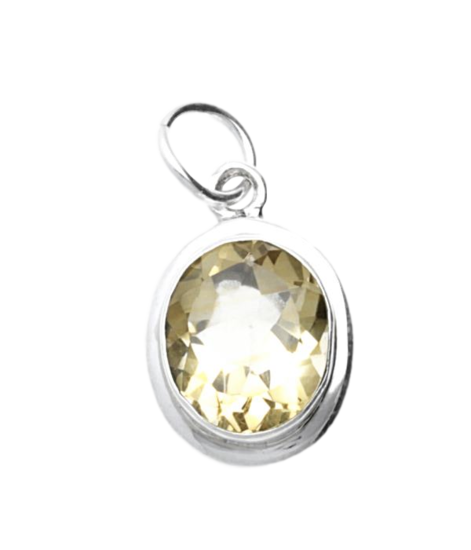 Silver Citrine oval small necklace pendant