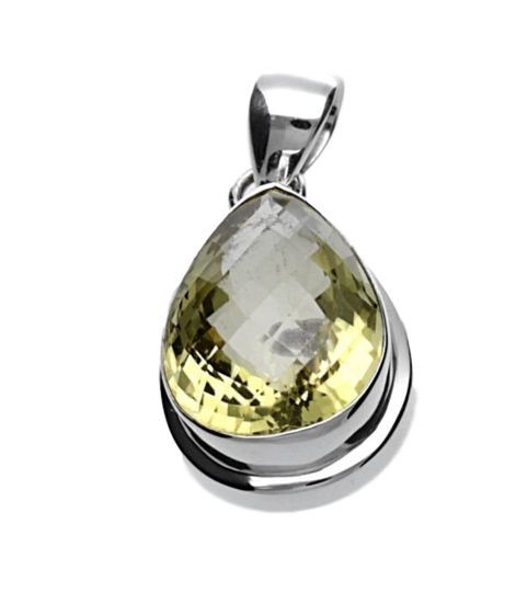 Silver Citrine Drop Necklace Pendant