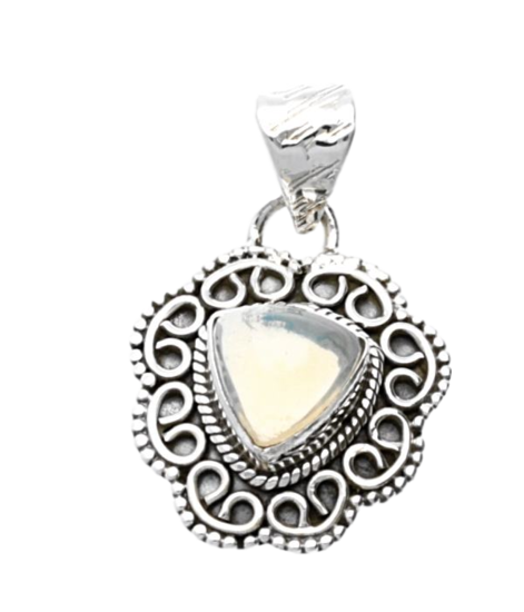 Silver Opal Triangle Edited Necklace Pendant