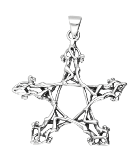 Zilveren Godinnen pentagram kettinghanger