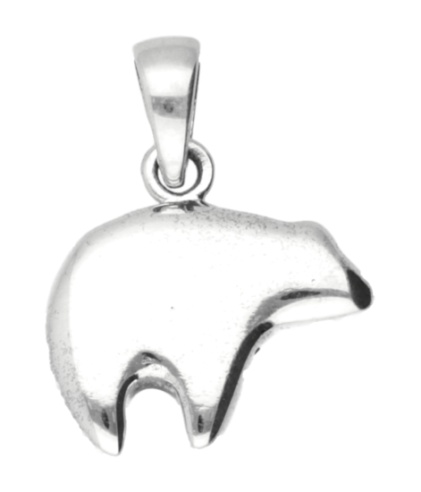 Silver Bear Abstract Necklace Pendant 