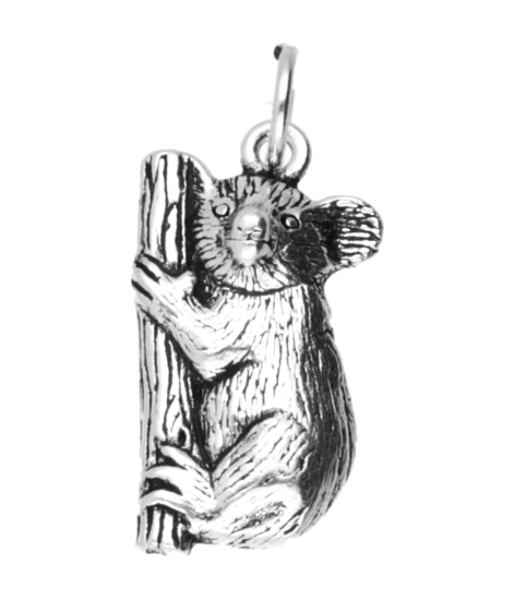 Silver Koala Bear on Branch Necklace Pendant 