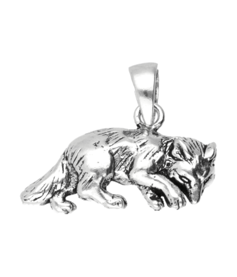 Silver Fox Sneaking Necklace Pendant 