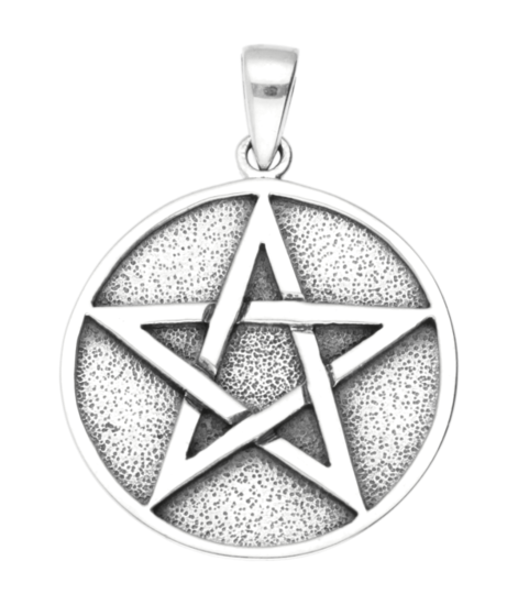 Silver Pentagram solid in ring necklace pendant 
