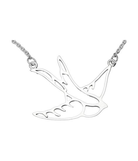 Zilveren Zwaluw met ketting 45cm kettinghanger