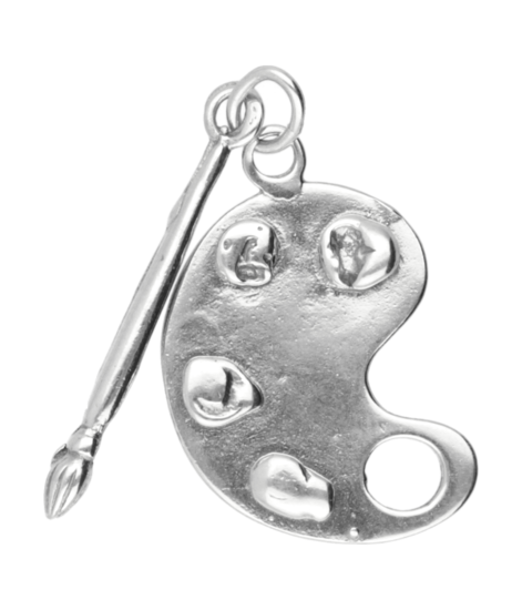 Zilveren Schilderspalet met losse kwast ketting hanger