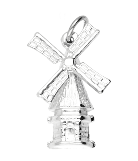 Zilveren Molen ketting hanger - groot