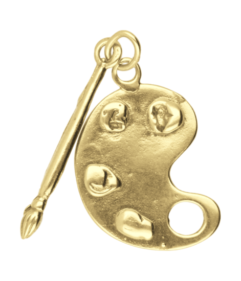 Gouden Schilderpalet met kwast ketting hanger