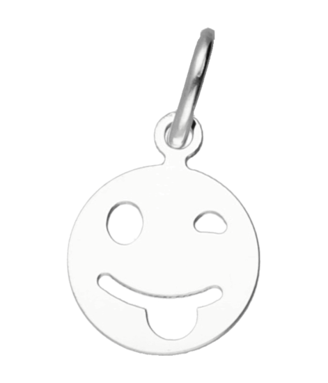 Silver Smiley Sticking Out Tongue Pendant