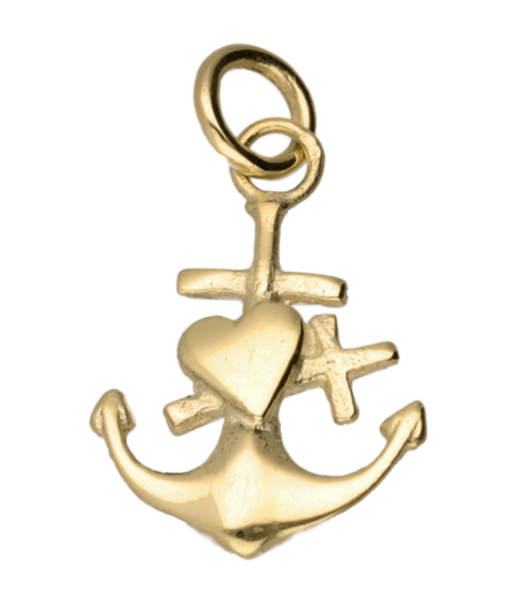 Gouden Geloof, Hoop en Liefde vast ketting hanger