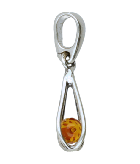 Silver Amber Cage Loose Chain Pendant