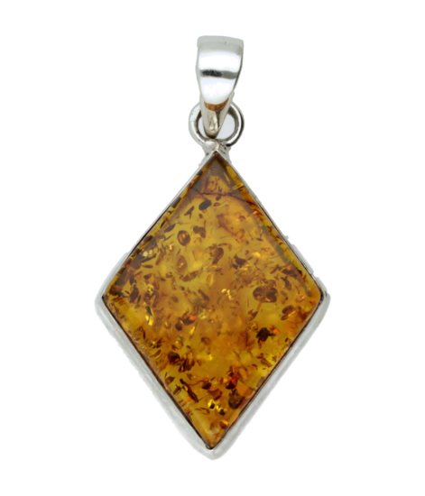 Silver Amber Diamond Necklace Pendant