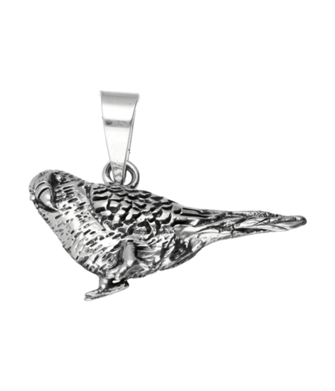 Silver Parakeet large necklace pendant 