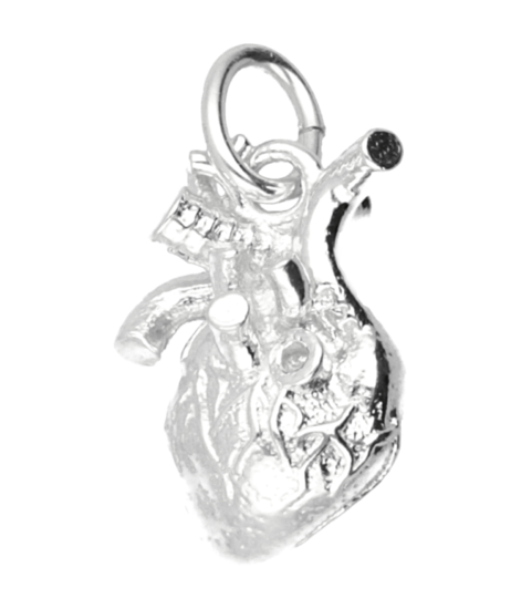 Silver Human Heart Necklace Pendant 