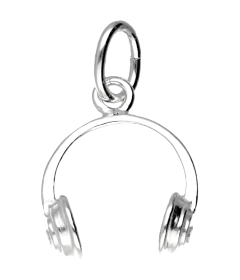 Silver Headphone Necklace Pendant 