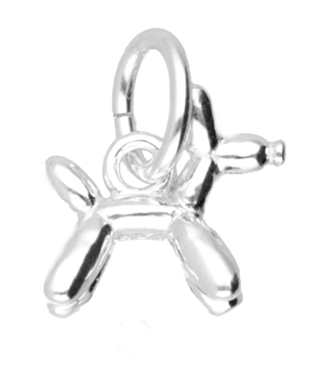 Silver Balloon Dog Small Necklace Pendant 