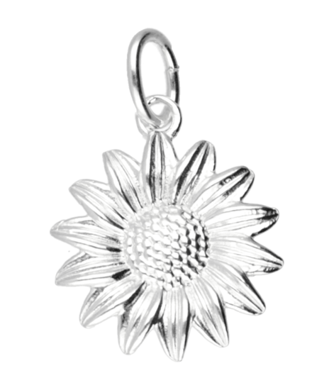 Silver Sunflower Necklace Pendant 