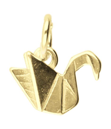 Gouden Zwaan origami klein kettinghanger