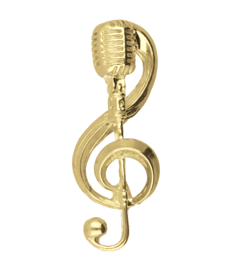 Gouden Microfoon en Muzieksleutel groot kettinghanger