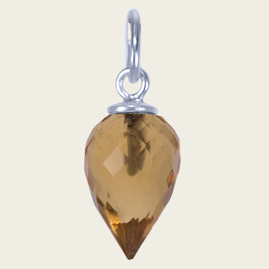 Silver Citrine Gemstone Facet Cut Necklace Pendant
