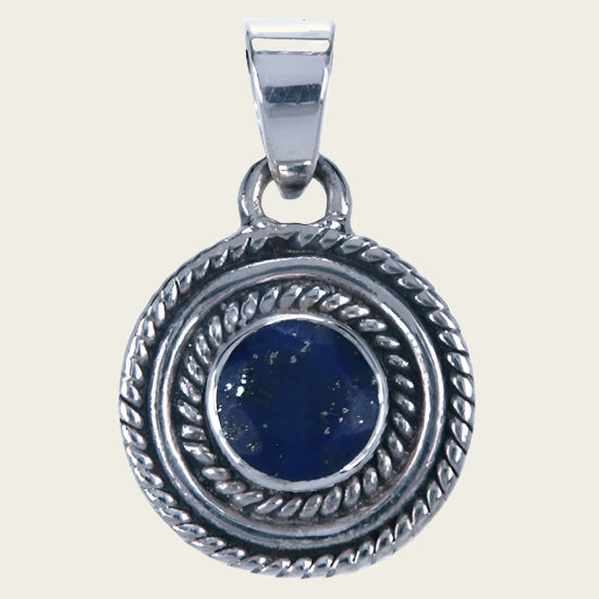 Zilveren Lapis lazuli edelsteen rond facet geslepen kettinghanger
