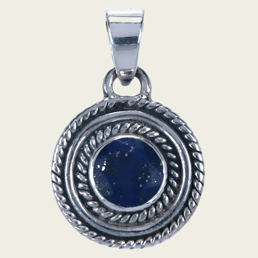 Zilveren Lapis lazuli edelsteen rond facet geslepen kettinghanger