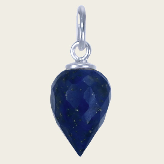 Zilveren Lapis lazuli edelsteen facet geslepen kettinghanger