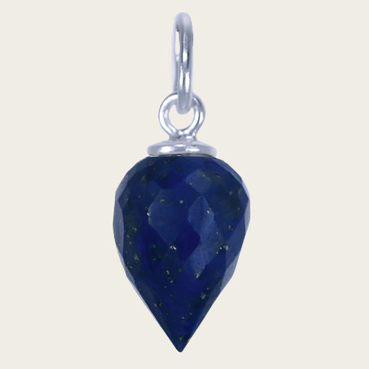 Zilveren Lapis lazuli edelsteen facet geslepen kettinghanger