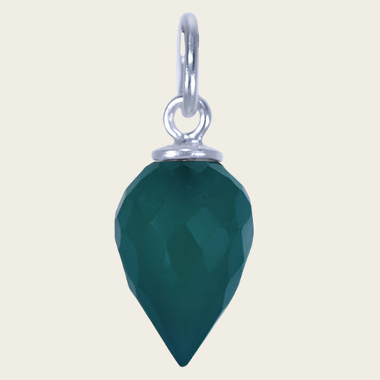 Zilveren Onyx groen edelsteen facet geslepen kettinghanger
