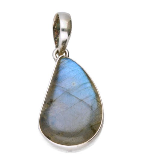 Silver Labradorite Gemstone Drop Large Necklace Pendant