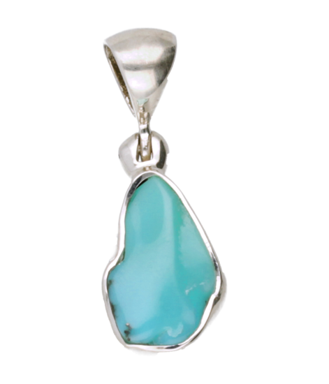 Zilveren Turkoois Turquoise edelsteen vrije vorm 1 kettinghanger
