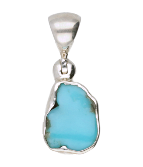 Zilveren Turkoois Turquoise edelsteen vrije vorm 3 kettinghanger