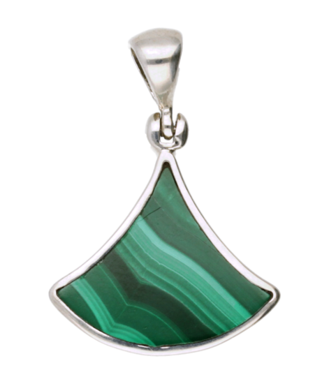 Silver Malachite Gemstone Freeform Necklace Pendant