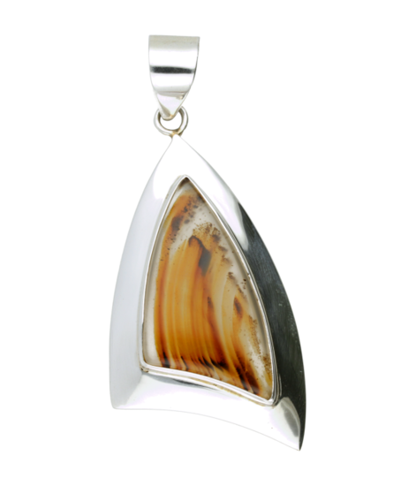 Silver Montana Agate Gemstone Freeform XL Necklace Pendant