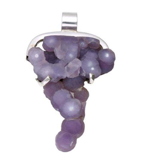 Silver Grape Agate Gemstone XL Necklace Pendant