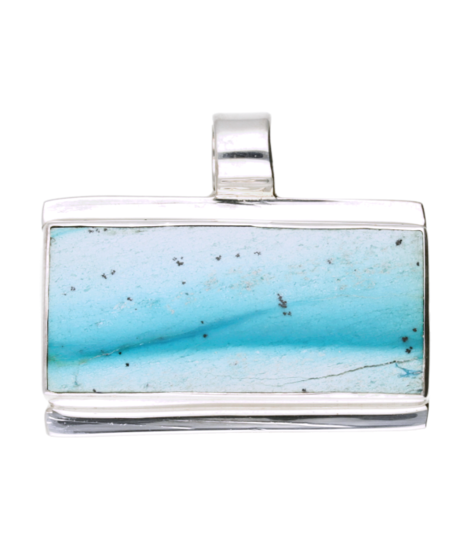 Zilveren Chrysocolla edelsteen vrije vorm groot kettinghanger