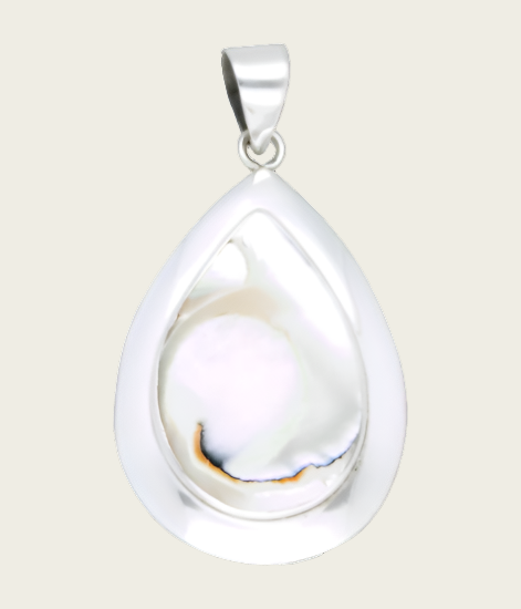 Silver Nautilus fragment shell drop XL necklace pendant