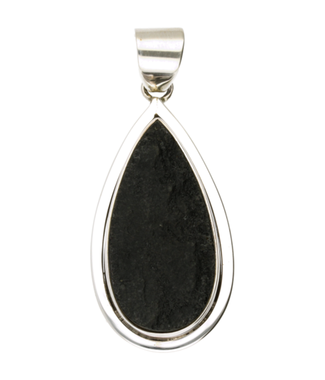 Zilveren Zwarte Jade edelsteen druppel groot hanger