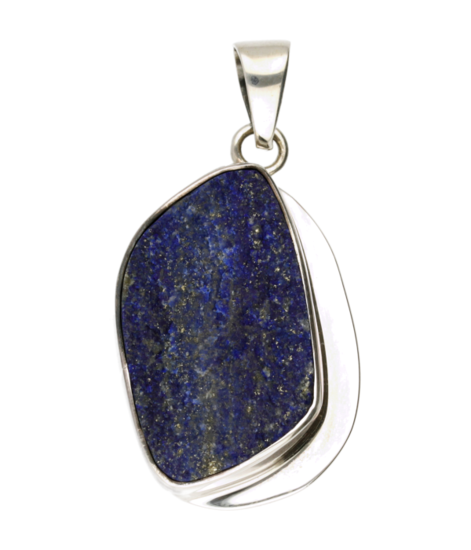 Zilveren Lapis Lazuli edelsteen ruw vrije vorm groot hanger