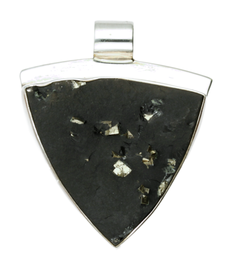 Silver Pyrite in Slate Gemstone Point XL Pendant